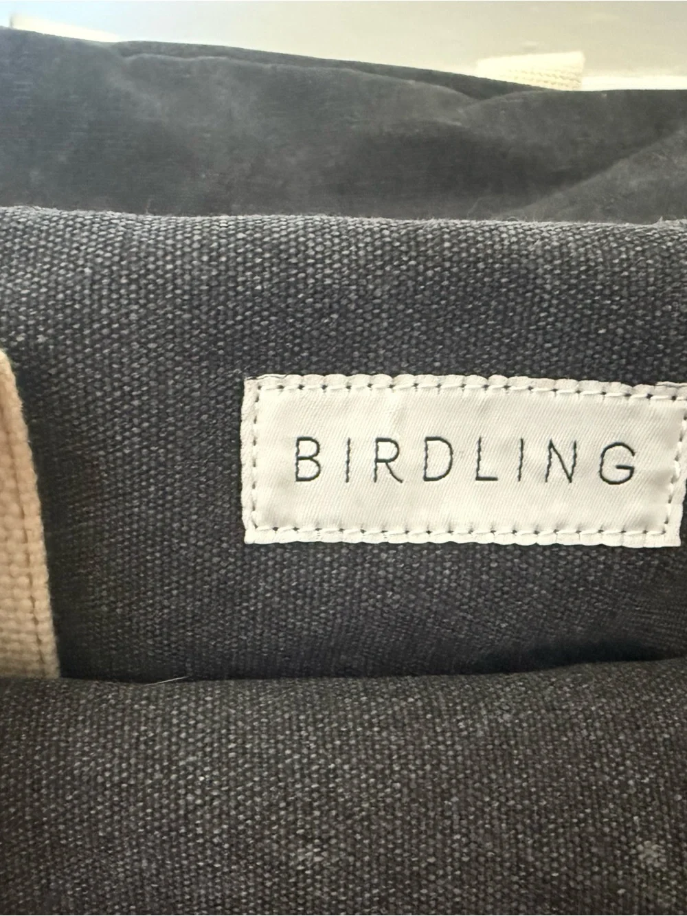 Birdling Black Canvas Duffel Bag with Cream Straps